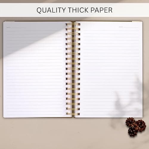 Aesthetic Thick Spiral Notebook Journal For Women in B5 Format - Stylish Linen Hardcover College Ruled Note Book w 300 Lined Pages - Cute Supplies For Bible Study & Staying Organized at Work or School thumbnail 7