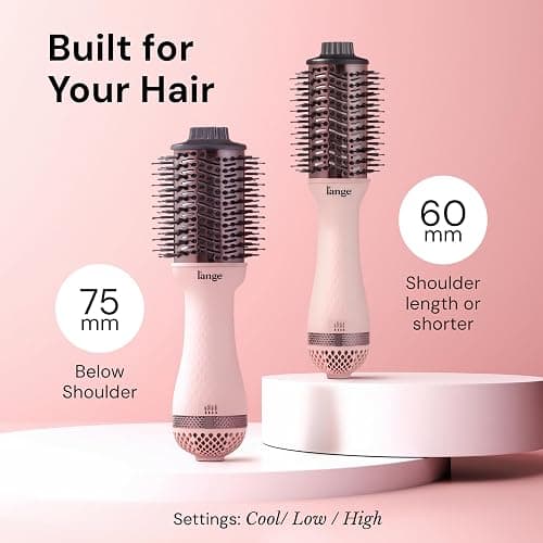 L'ANGE HAIR Le Volume 2-in-1 Titanium Blow Dryer Brush | Frizz Control Blowout Hair Dryer Brush For Drying and Styling | Volumizing Hot Air Styler For All Hairstyles | Oval Barrel | Blush - 60mm thumbnail 6