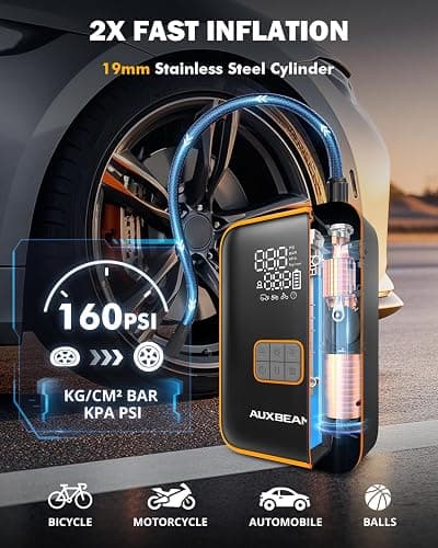 Auxbeam Jump Starter with Air Compressor 3000A Car Battery Jump Starter (6.5 Gas/3.0L Diesel) with 150PSI Cordless Tire Inflator 12V Jumper Box for Car Battery Portable for Compact Vehicle thumbnail 3