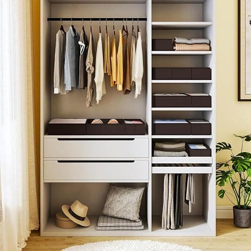 DIMJ Drawer Organizer 15 Pack - Foldable Baby Organizers and Storage & Dresser Organizer for Nursery, Bedroom, Closet - Nursery Organization Dresser Dividers for underwear, Sock, Bra, Belt, Tie, Brown thumbnail 6