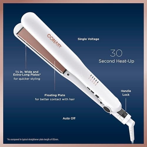 Conair Double Ceramic Flat Iron, 1 1/4-inch Hair Straightener thumbnail 4