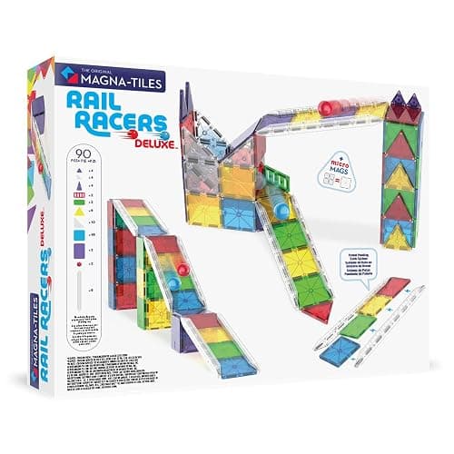 MAGNA-TILES Rail Racers Deluxe 90-Piece Magnetic Construction Set, The Original Magnetic Building Brand thumbnail 3