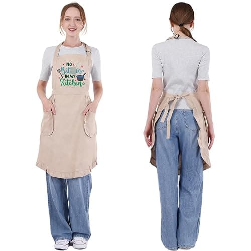 Fairy's Gift Funny Cooking Aprons for Women, Cute Embroidered Womens Kitchen Apron w/Pockets for Cooking Baking - Thanksgiving Christmas Bday Baking Gifts for Mom Wife Grandma Baker Daughter Chef Her thumbnail 4