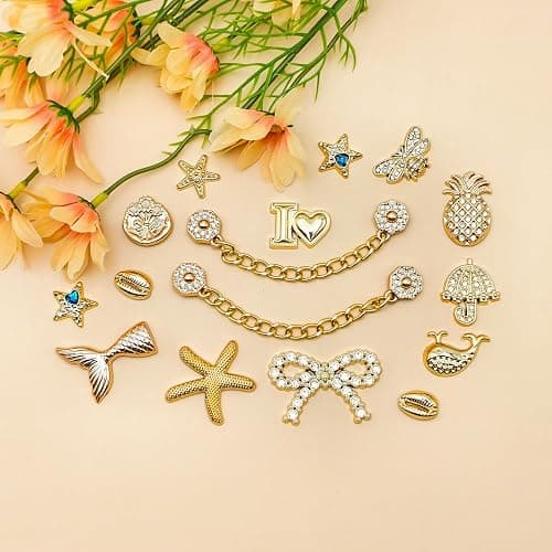 Bling Shoe Charms for Women, Sparkle Rhinestones Shoe Decoration Charms, Girly Shoe Chains for Clog Sandals, DIY Shoe Accessories for Party Favor thumbnail 4