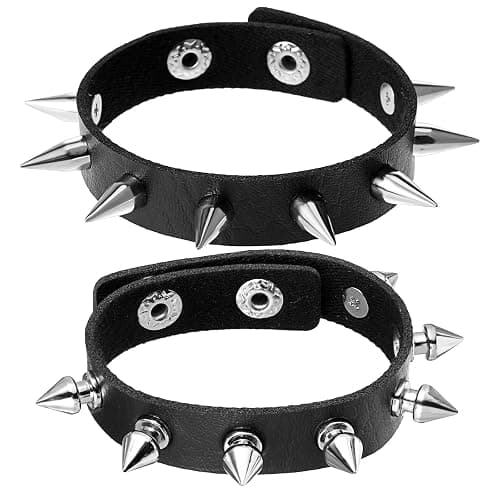 2PCS Spiked Bracelets Black Emo bracelets for Men Women Adjustable Halloween Rock Braided Rivets Wristband Goth Bracelet Punk Accessories - Image 1