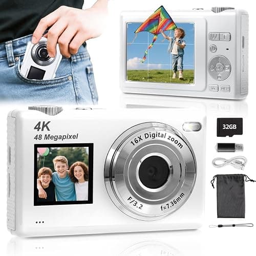 ARNSSIEN Digital Camera with Dual Screen,Autofocus 4K 48MP Vlogging Cameras for Photography with 32GB Card,Point and Shoot Digital Cameras,16X Zoom,Anti-Shake,Present for Kid Teen Beginner,Y5 - Image 1