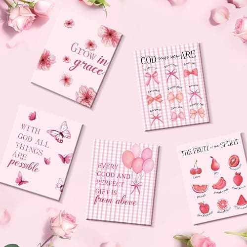 CHDITB 6Pcs Pink Girly Affirmation Framed Canvas Wall Art, Trendy Flower Bow Butterfly Cherry Balloon Poster Prints, Cute Inspirational Quotes Artwork for Teen Girl Bedroom Preppy Dorm (8" X 10") thumbnail 7