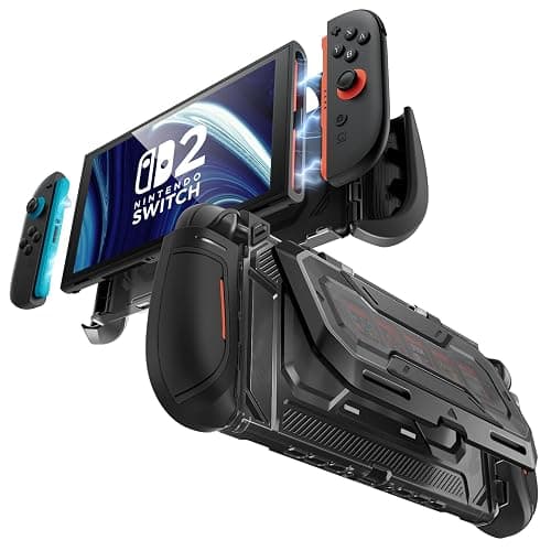 Mumba Dockable for Nintendo Switch 2 Case with Flip Stand, [Titan] Ergonomic Switch 2 Grip Protective Cover Holds 5 Game Cards & 2 TF Cards TPU Accessories and Quick-Release Joy-Con Design(Black) - Image 1