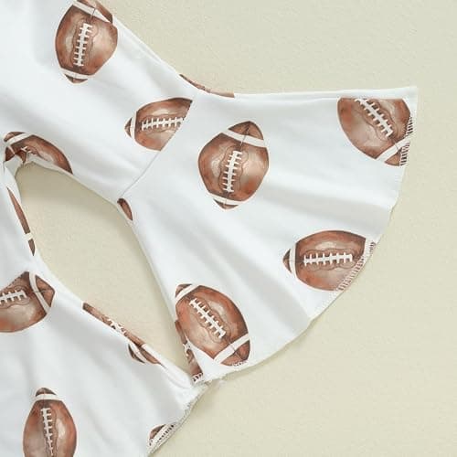 Lamuusaa Newborn Baby Girl Football Outfit Long Sleeve Romper Football Flared Pants Headband Fall Outfits 0-18M thumbnail 5