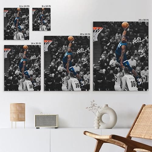 NBA Canvas Wall Art Decor - Anthony Edwards Iconic Dunk, Timberwolves Slam Dunk Action, High-Flying Basketball Moment, Sports Poster for Home or Game Room Wall Decoration 12x16 thumbnail 6