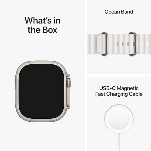 Apple Watch Ultra [GPS + Cellular 49mm] Titanium Case with White Ocean Band, One Size (Renewed) thumbnail 8