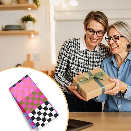 HSIASHENG Preppy Checkered Kitchen Towels, Vibrant Funky Checkered Dish Tea Towels, Retro Trendy Plaid Checkerboard Decorative Hand Towel for Bathroom Kitchen Spa Gym, 16x24 Inch thumbnail 6
