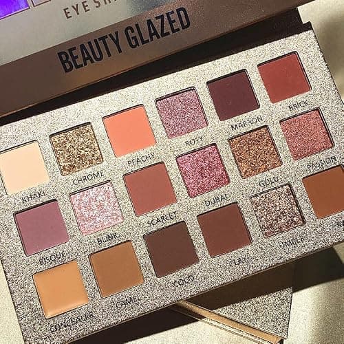 18 Color Natural Eyeshadow Palette – Soft Matte Shimmer & Glitter Finish with Built-In Concealer Shade – Ultra-pigmented Blendable Mauve Brown Nude Eyeshadow Palette, Cream Eyeshadow for Older Women thumbnail 5