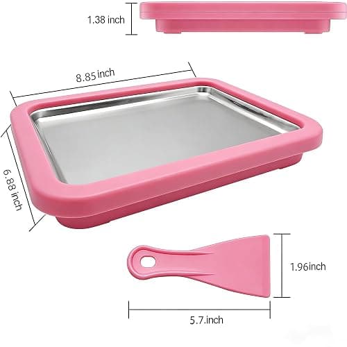 Rolled Ice Cream Maker, Portable Instant Rolled Ice Cream Tray with Dual Scrapers, DIY Rolled Ice Cream Homemade Italian Ice Cream, Sorbet, Frozen Yogurt tray (Pink) thumbnail 3