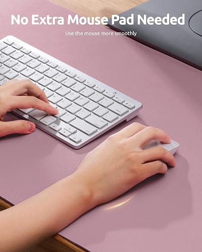 YSAGi Leather Desk Mat, Large Mouse Mat, Non-Slip Desk Pad, Waterproof PU Leather Table Protector Writing Pad for Office and Home (60 x 35 cm, Pale Mauve) thumbnail 4