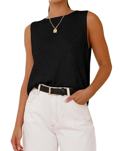 BTFBM Women's Sleeveless Sweater Vest 2025 Summer Crew Neck Ribbed Knit Lightweight Pullover Casual Loose Fit Tank Tops - Image 1