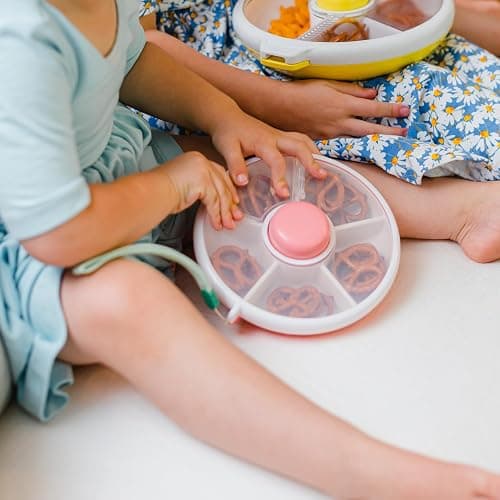GoBe Kids Small Snack Spinner Flip Bundle with Hand Strap and Sticker Sheet - Reusable Snack Container with 5 Compartment Dispenser and Lid | BPA/PVC Free | Dishwasher Safe | No Spill- Mint Green thumbnail 7
