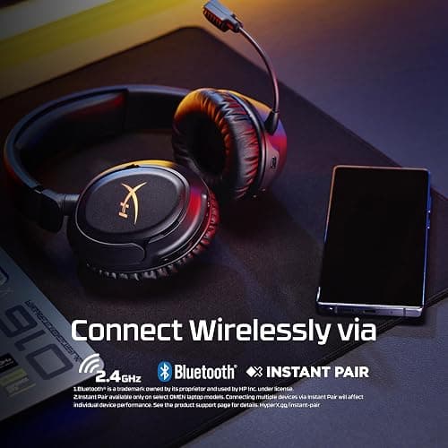 HyperX Cloud Flight 2 – Wireless Gaming Headset, Customizable RGB Lighting with Removable Earcup Plates, up to 100 Hours of Battery Life, 2.4GHz & Bluetooth, Multi-Platform Compatibility - White thumbnail 3
