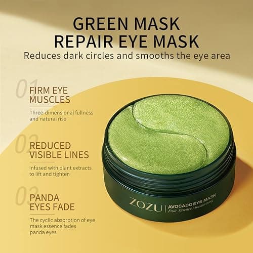 Avocado Eye Mask 60 Pcs, Under Eye Patches for Dark Circles and Puffiness, Moisturizing Nourishing Eye Treatment Mask, Moisturizing and improving eye skin dryness thumbnail 2