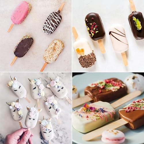 Ouddy Life Popsicle Molds Set of 2, Ice Pop Molds Silicone 4 Cavities Ice Cream Oval Cake Pop Mold with 50 Wooden Sticks for DIY Popsicle, Clear thumbnail 5