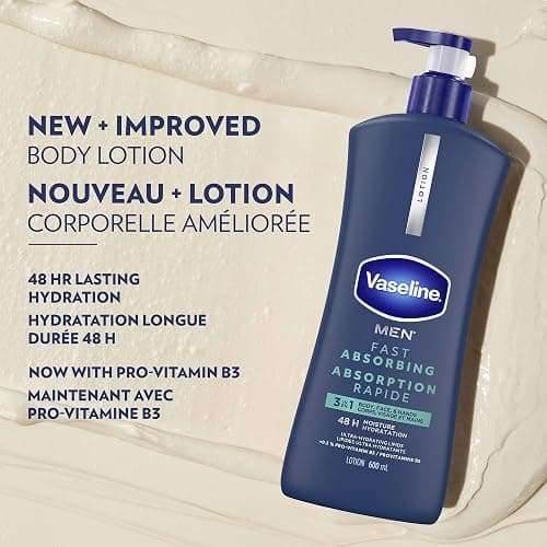 Vaseline Men's Healing Moisture Hand & Body Lotion For Dry or Cracked Skin Fast Absorbing Non-Greasy Lotion for Men 20.3 oz, Pack of 3 thumbnail 5