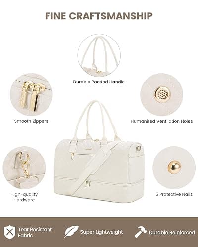 LOVEVOOK Travel Duffle Bag for Women, Weekender Overnight Bag with Shoe Compartment, Carry on Bag with Toiletry Bag, Gym Duffel Bag with Wet Pocket, Hospital Bags for Labor and Delivery 3 Pcs Set thumbnail 4