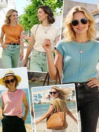 Womens Spring Fashion 2026 Summer Tops Boho Sweater Trendy Western Casual Cap Sleeve Rodeo Vest Cute Vacation Outfits thumbnail 4