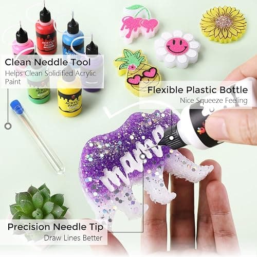 MUBYOK 1oz Matte Acrylic Paint Set with Precision Applicator Cap for Car Freshie Painting, Drawing and DIY Arts & Crafts Supplies for Adults(Pack of 12) thumbnail 4