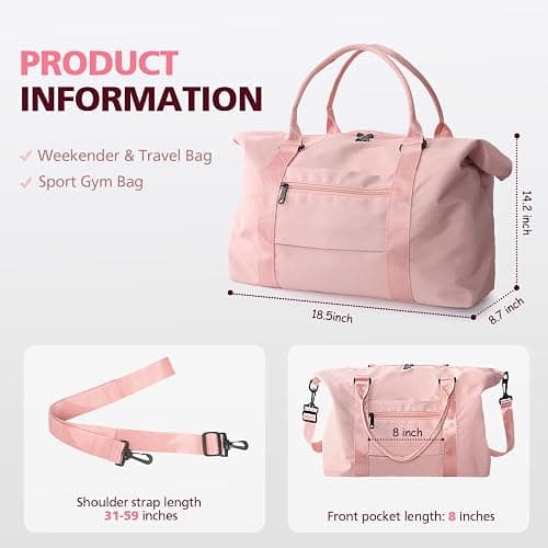EASYFUN Travel Duffle Bag, Waterproof Weekender Carry On Tote Bags for Women, Men, Hospital Bag, Overnight Bag Luggage with Trolley Sleeve thumbnail 5