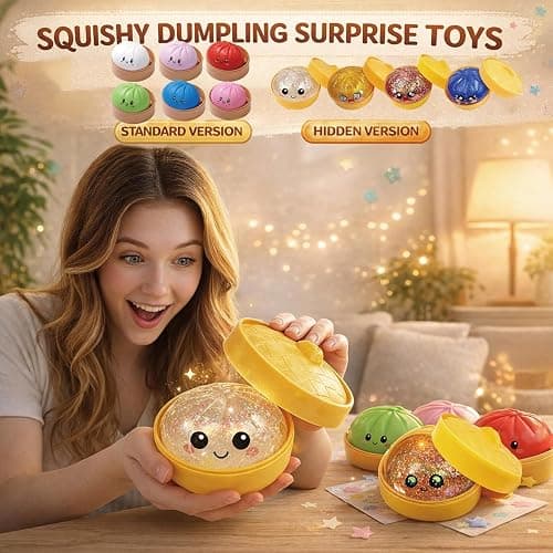 Random Flashy Dumpling Box Soft Toy, Colorful Smile Steamer Baozi Stress Relief Ball, Fun Party Solo Play, 1/2/4 Pieces thumbnail 4