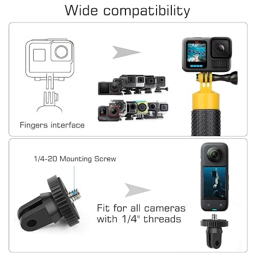 GEPULY Floating Hand Grip for GoPro Mission 1 DJI Action 6 Insta360 AKASO | With Mini Tripod Stand 316 Stainless Steel Handle Mount Waterproof Selfie Stick Accessories Action Camera Underwater Monopod thumbnail 8