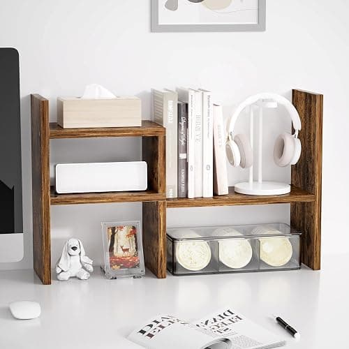 Jerry & Maggie - Desktop Organizer Office Storage Rack Adjustable Wood Display Shelf, Birthday Gifts Toy Home Decor Free Style Rotation Display True Natural Stand Shelf (Natural Wood Tone) thumbnail 3