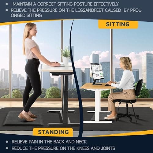 Nuanchu 2 Pcs Large Hard Floor Chair Mat and Anti Fatigue Mat Set Desk Rug for Rolling Chair on Hardwood Non Slip Anti Fatigue Rug for Standing Work Office Kitchen (47 x 35 Inches,29 x 17 Inches) thumbnail 5