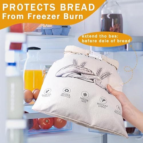 2-Pack Reusable Beeswax Bread Bags for Sourdough & Homemade Bread，Cotton Waxed Bags Keeps Fresh Longer(Navy Bloom) thumbnail 8