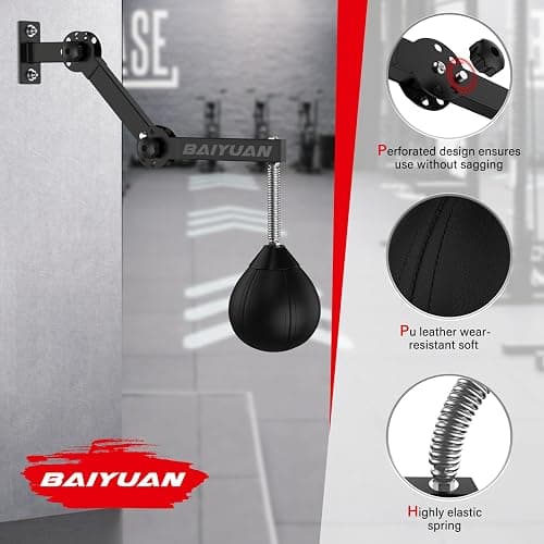 Speed Bag Boxing Punching Bag, Wall Mount Height Adjustable & Fold Speed Bags for Boxing, Wall Bracket Boxing Reflex Ball, Boxing Bag as Adults Teens and Kids, Fits Home Gym Workout thumbnail 3