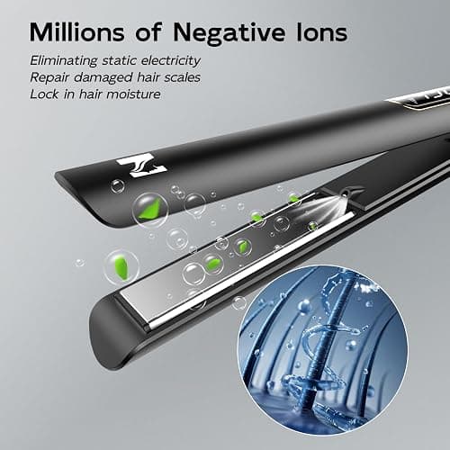 Nicebay 1” Titanium Flat Iron, Fast Heating Hair Straightener & Curler,with 5 Temp Settings, Negative Ion Technology,Travel-Friendly, Smooth Salon Design thumbnail 5