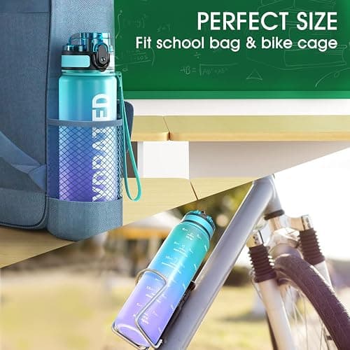 Sahara Sailor Water Bottle, 32/25/17oz Durable and Leakproof Water Bottles Motivational with Time Marker, Tritan, BPA Free, Wide Mouth with Easy Clean Brush for Gym, Travel, School, Office (1 Bottle) thumbnail 5