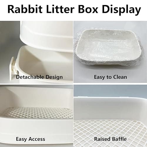 Tfwadmx Rabbit Litter Box Bunny Potty Training Litter Boxes Guinea Pig Corner Bedding Box Small Animal Toilet for Ferret,Chinchilla,Galesaur(White) thumbnail 2