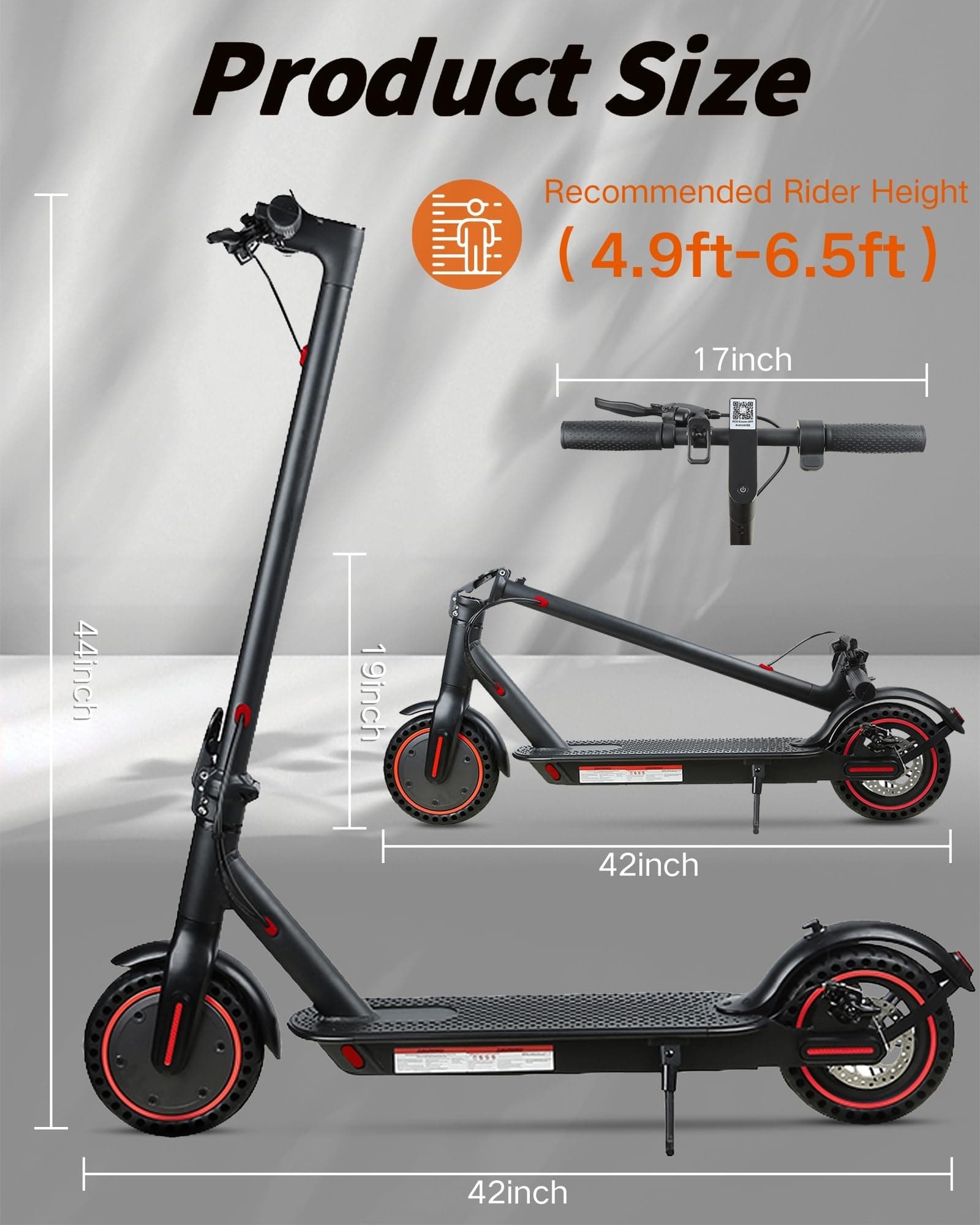 Electric Scooter for Adults - 8.5 Inch Folding Electric Scooter, Range 25-30km with APP Connection, 350W Motor with Dual Brake System,Electric for Adults (Red) thumbnail 8