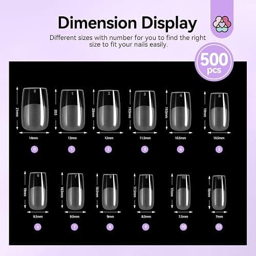 SAVILAND Gel Nail X Kit Short Square - Nail Drill Kit 500 PCS Natural False Nail Tips For Press On U V Nail Glue with Lamp Manicure Tools for Nail Extension Nail Art For Women At Home Nail Kit DIY thumbnail 7