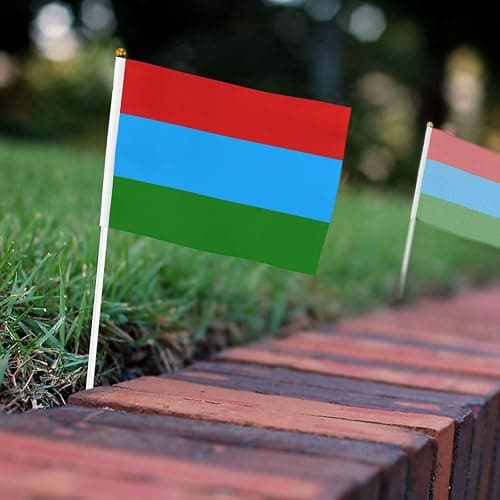 Karelia Flag Small Hand Held Flags, Mini Flags On Stick For Party Team Activities Parades Holiday Decoration 10 Pack thumbnail 2
