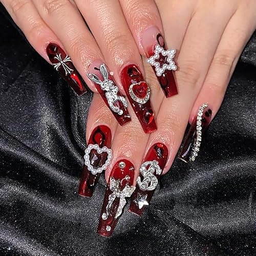 30 Stück Luxus Zirkon Nagel Charms 3D Legierung Nailart Anhänger Silber Nail Art Metall Schmuck Strasssteine für Schmetterling Herz Schlange Blume Glitzersteine Zubehör thumbnail 5