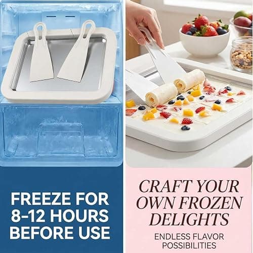 Rolled Ice Cream Maker Kit, Stainless Steel No-Electricity Ice Cream Roll Tray with 2 Scrapers thumbnail 9