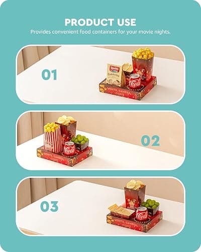 Baffect Movie Night Snack Trays 100pcs Include 20 Movie Night Trays, 20 Popcorn Boxes, 20 Salad Bowls, 20 Nacho Bowls, 20 Movie Party Invitations, Outdoor Movie Night Supplies For Nacho Bar thumbnail 5