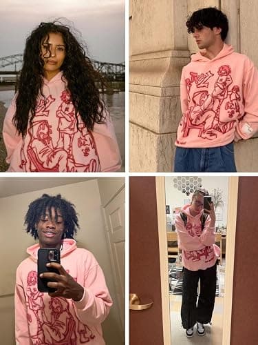 Aelfric Eden Mens Graphic Oversized Hoodie Cartoon Character Print Streetwear Casual hoodies y2k Hooded Sweatshirt thumbnail 3