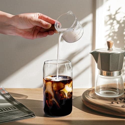 MHDCLY Iced Coffee Cup,Glass Cups with Lids and Straws,Drinking Glasses with Bamboo Lids and Glass Straw 4Pcs Set - 16Oz,Smoothie Cup,Beer Glasses,Clear Cute Tumbler Cup,Smoothie Cup thumbnail 2