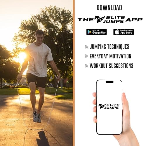 Elite Jumps Core Jump Rope - Indoor/outdoor adjustable jump rope for Training and Fitness - 6mm PVC Skip Rope for Fitness - Unbreakable Handles with Tangle-Free Jumping Rope for Workout thumbnail 6