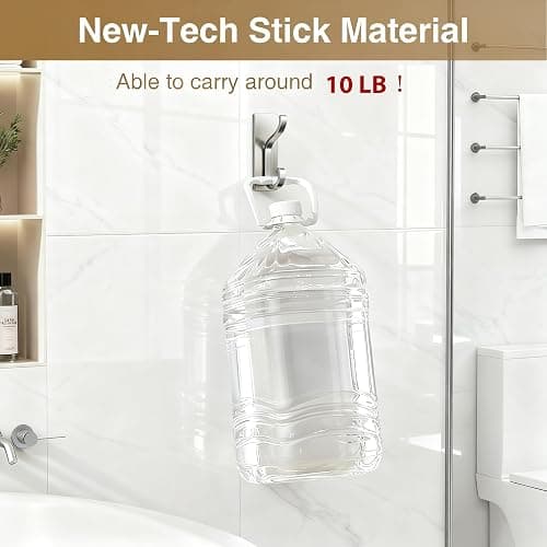 pickpiff Wall Hooks with Adhesive Strip- Easy to Remove, No Residue, Strong Heavy Duty Sticky Towel Hook, 4 Pack Silver thumbnail 4