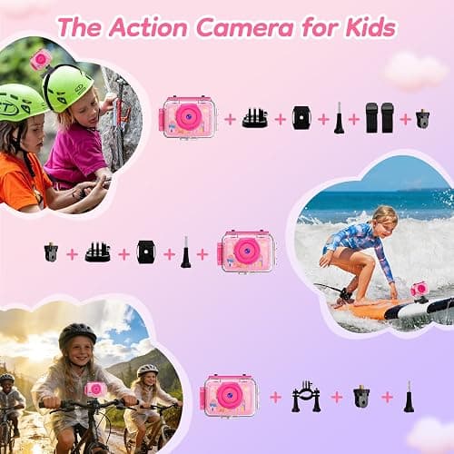 Pool Toy & Kids Underwater Camera - 99FT Waterproof Kid Action Camera 1080P Video&20MP Photo with Flip Lens, Includes 32GB Card for Diving Swimming Beach Snorkeling,Birthday Gift for Girls - GKTZ thumbnail 7