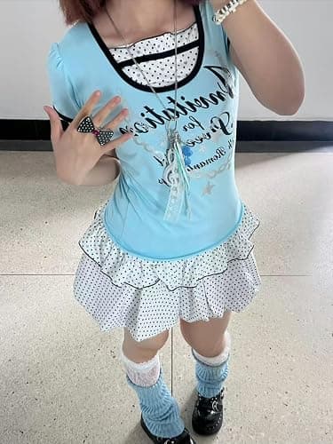 Cutecore Harajuku Y2k Baby Tee Cute Kawaii Emo Grunge Shirt Women Vintage Graphic Tees Short Sleeve Alt Tops 2000s thumbnail 2